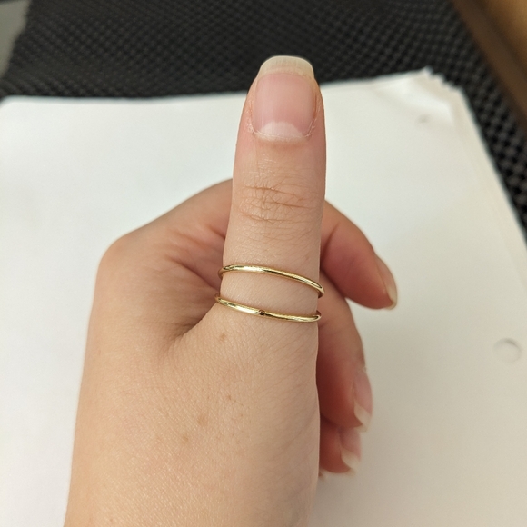 Gold Tone Double Ring - Picture 1 of 5